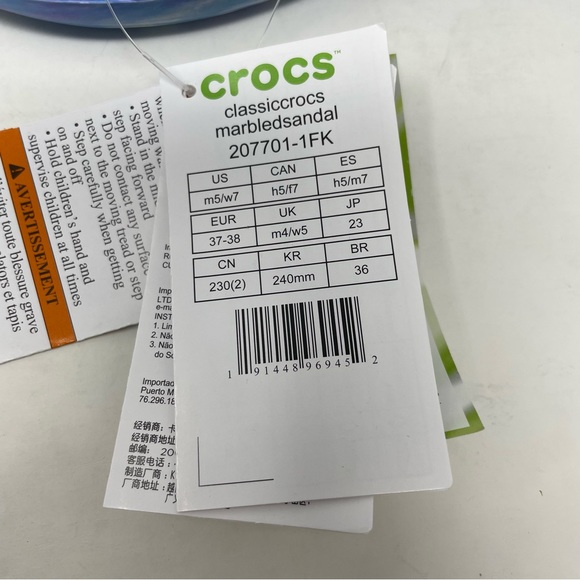 New Crocs Classic Marbled Sandal White Oxygen Purple Unisex  M5/W7 - Picture 6 of 6